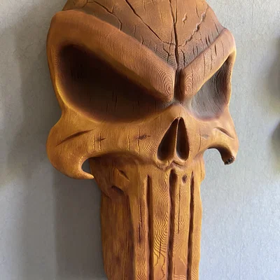 Tượng treo tường đầu lâu Punisher phong cách gỗ (Punisher Wooden Skull Wallart)