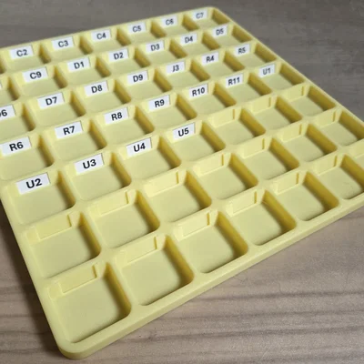 Khay đựng linh kiện nhỏ (7x7) có khe cắm nhãn thay thế