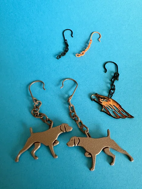 Tự in 3D trọn bộ hoa tai với móc treo kiểu Pháp và dây xích - Image 2