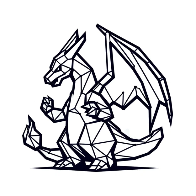 Mô hình rồng lửa Charizard thiết kế lưới hình học 3D độc đáo - Image 2