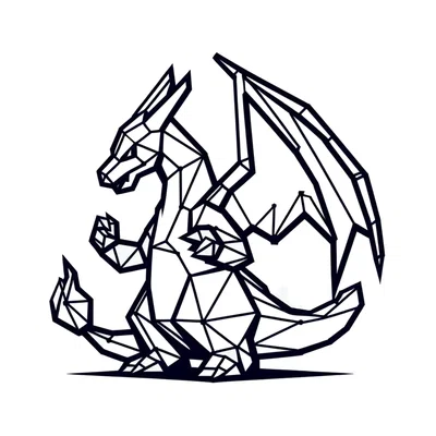 Mô hình rồng lửa Charizard thiết kế lưới hình học 3D độc đáo