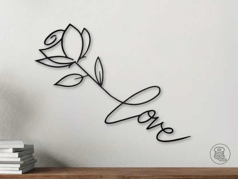 Mẫu in 3D tranh treo tường nghệ thuật hình hoa và chữ Love tinh tế - Image 1