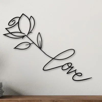 Mẫu in 3D tranh treo tường nghệ thuật hình hoa và chữ Love tinh tế