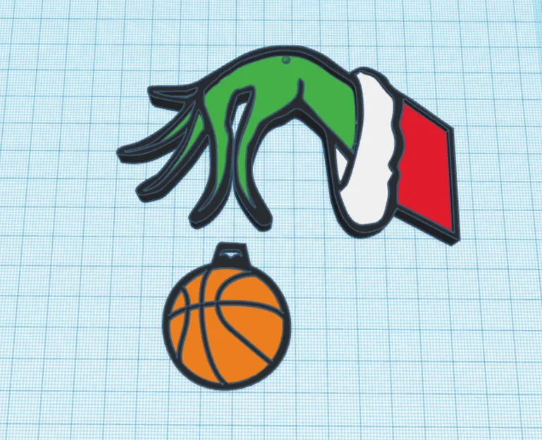 Đồ trang trí cây thông Noel: Bàn tay Grinch cầm bóng rổ in 3D - Image 1