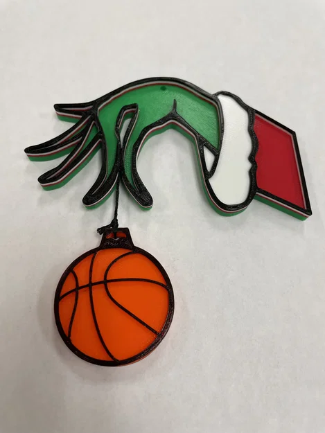 Đồ trang trí cây thông Noel: Bàn tay Grinch cầm bóng rổ in 3D - Image 2