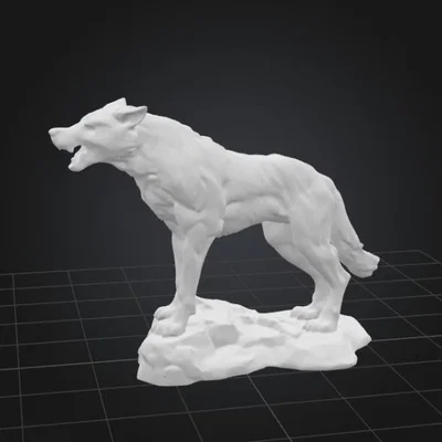 Mô hình tượng sói hú trăng độc đáo - Tác phẩm nghệ thuật 3D