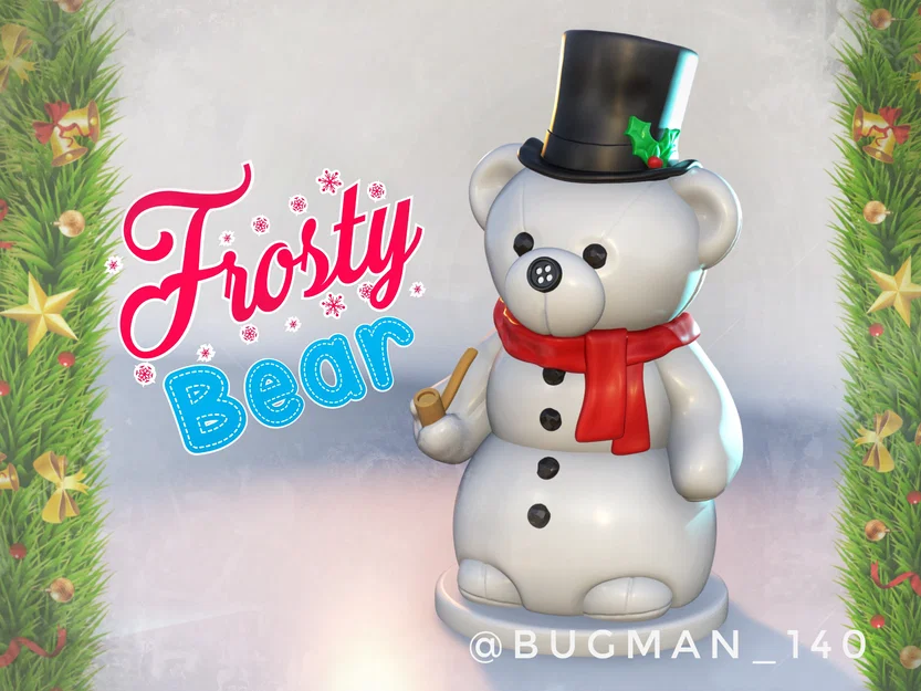 Mẫu in 3D chú gấu người tuyết Frosty Bear dễ thương - Image 1