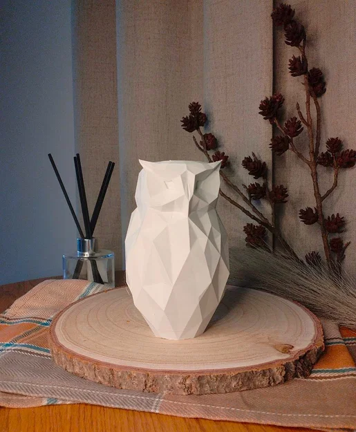 Owl Vase - Bình Hoa Hình Cú Phong Cách Geometric Hiện Đại - Image 1
