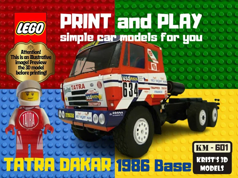Mô hình khung xe tải Tatra Dakar 1986 tương thích LEGO cho in 3D - Image 1
