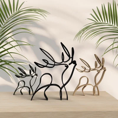 Mô hình nghệ thuật nai sừng tấm Moose One Line Art trang trí đẹp