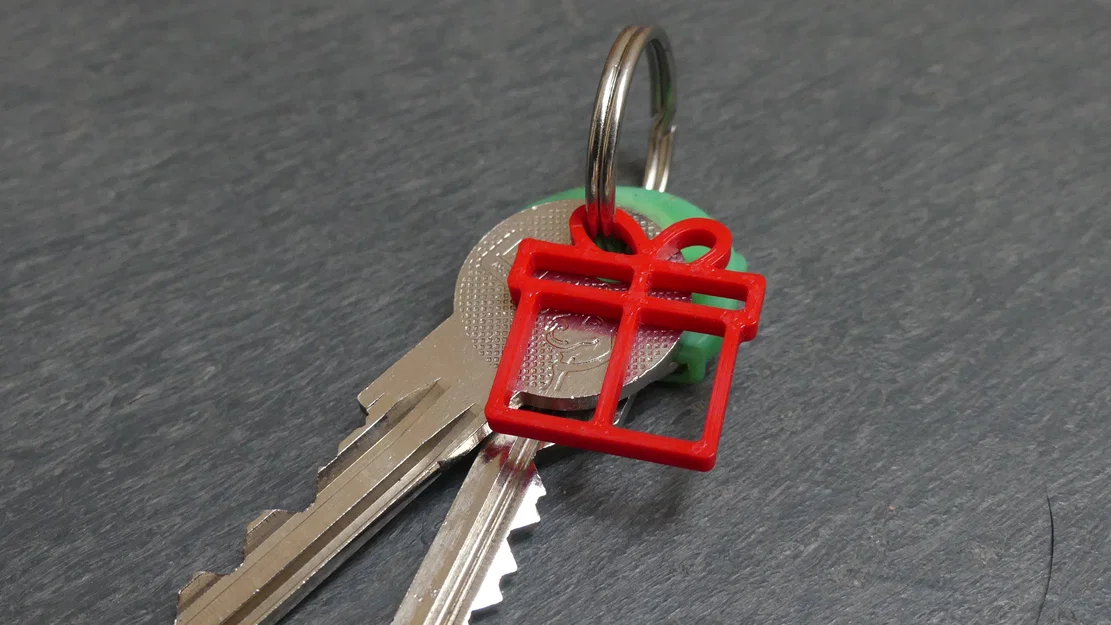 Móc khóa 2D – Hình hộp quà (Dạng viền) - Image 1