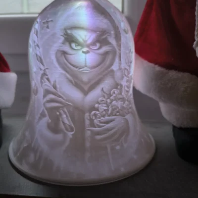 Mô hình in 3D đèn chuông Lithophane hình Grinch trang trí Giáng sinh