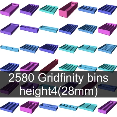 Bộ sưu tập khay Gridfinity chiều cao 4 (32mm)