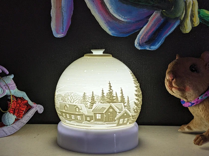 Đèn bàn Lithophane khung cảnh mùa đông - Image 1