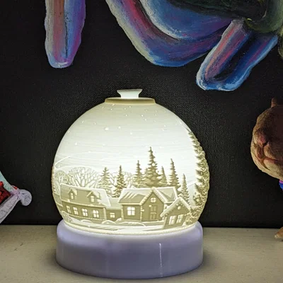 Đèn bàn Lithophane khung cảnh mùa đông