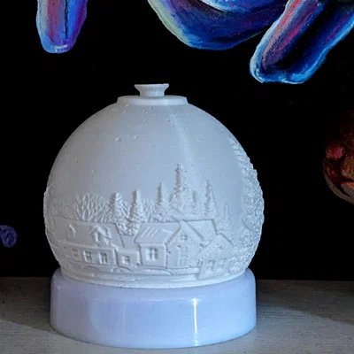 Đèn bàn Lithophane khung cảnh mùa đông