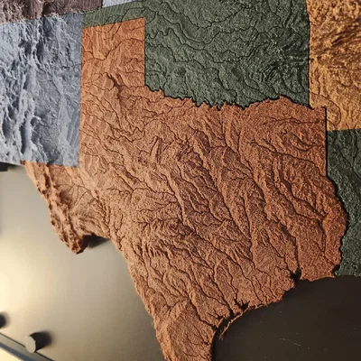 Bản đồ địa hình Texas, USA (TX) kèm sông ngòi