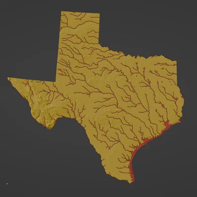 Bản đồ địa hình Texas, USA (TX) kèm sông ngòi
