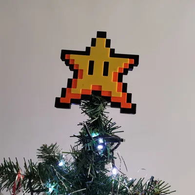 Ngôi sao 8-bit Super Mario trang trí đỉnh cây thông Noel ấn tượng