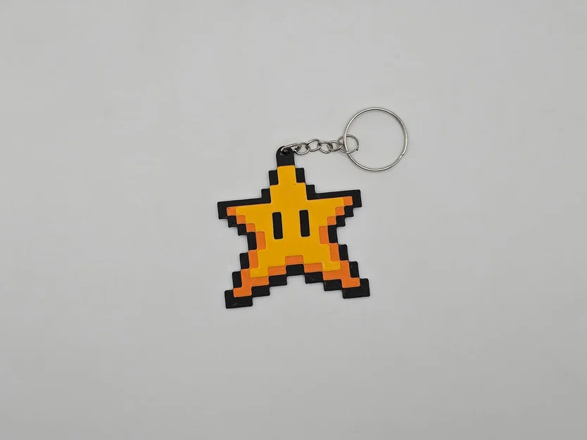 Móc khóa ngôi sao 8-bit Super Mario Bros (1993) - In 3D dễ dàng - Image 1