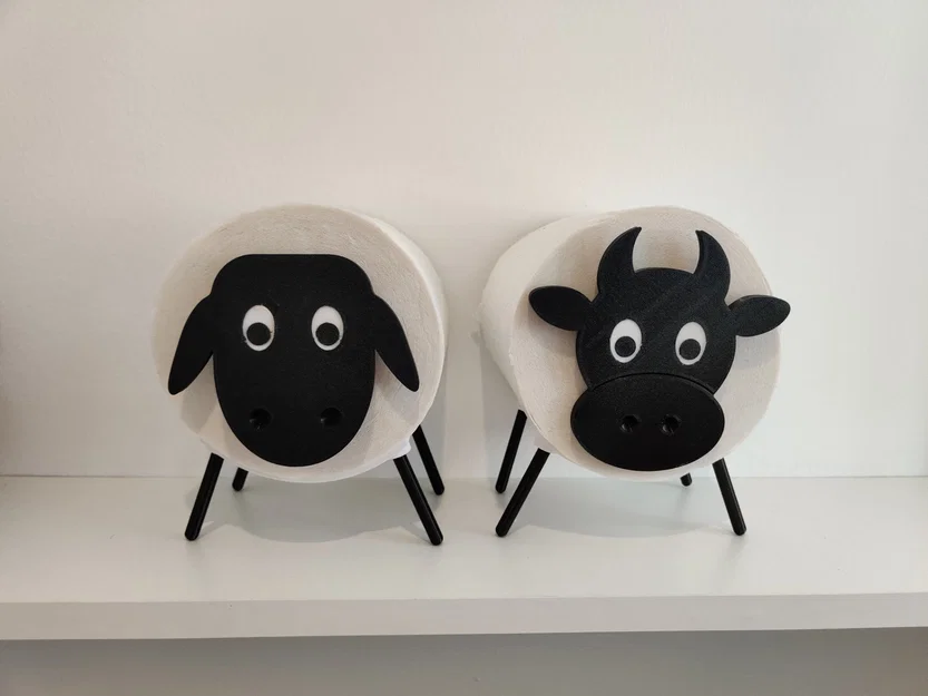 Mô hình đầu gắn giấy vệ sinh (mèo, cừu, bò) - Image 2