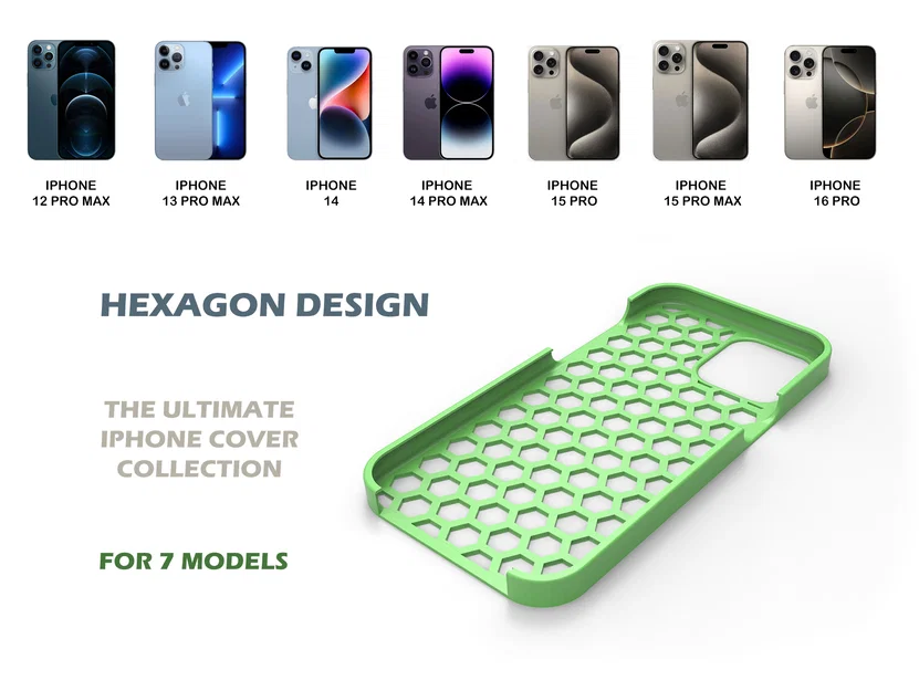 Bộ ốp lưng iPhone họa tiết tổ ong (Hexagonal Cover) in 3D độc đáo - Image 1