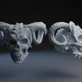 Mô hình đầu lâu quỷ có sừng (Demon Skull) ấn tượng cho trang trí - Thumbnail 1