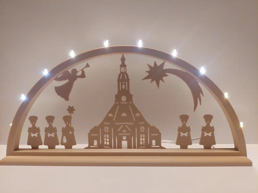 Schwibbogen (Vòm nến) với mô hình nhà thờ Seiffen - Image 1