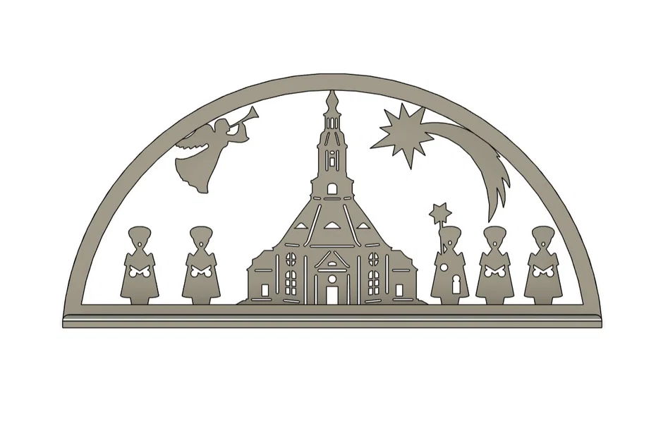 Schwibbogen (Vòm nến) với mô hình nhà thờ Seiffen - Image 2