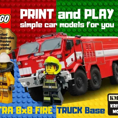 Mô hình đế xe cứu hỏa Tatra 8x8 tương thích LEGO cho in 3D