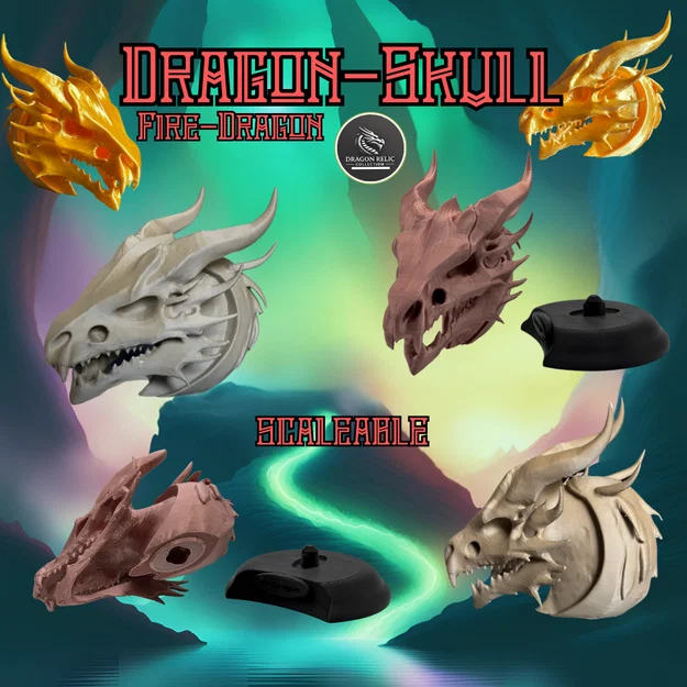 Mô hình hộp sọ rồng (Dragon Skull) kèm chân đế - Image 2