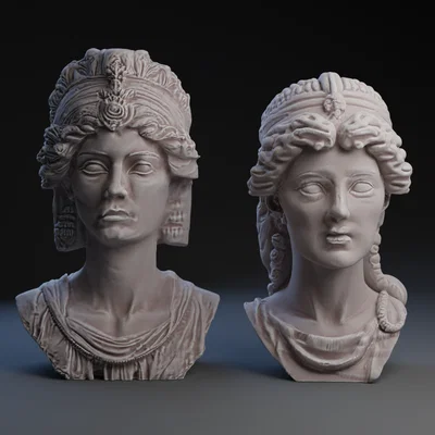 Mô hình 3D Cleopatra VII Philopator và con gái Cleopatra Selene II