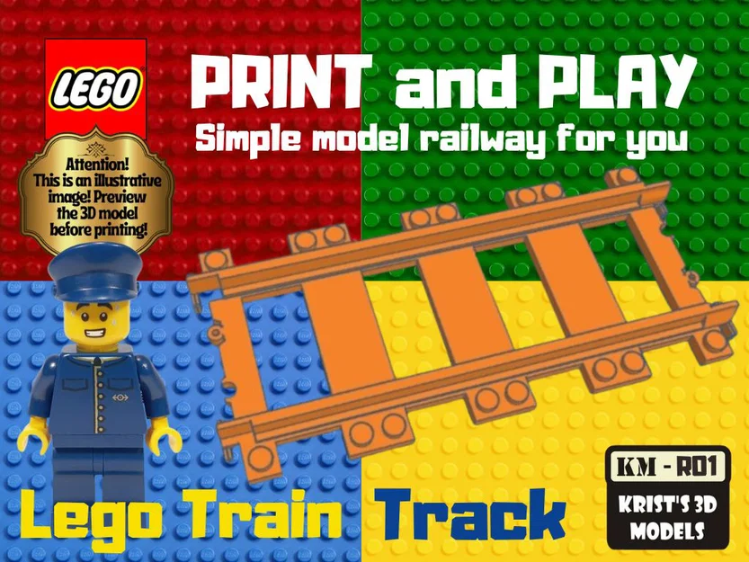 Ray đường sắt thẳng LEGO Train - Tự in 3D dễ dàng - Image 1