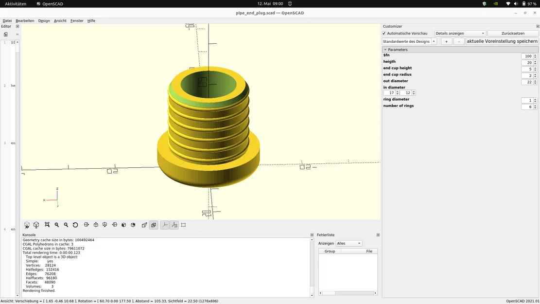 Nắp đậy đường ống tùy chỉnh - Tương thích mọi kích cỡ (OpenSCAD) - Image 2
