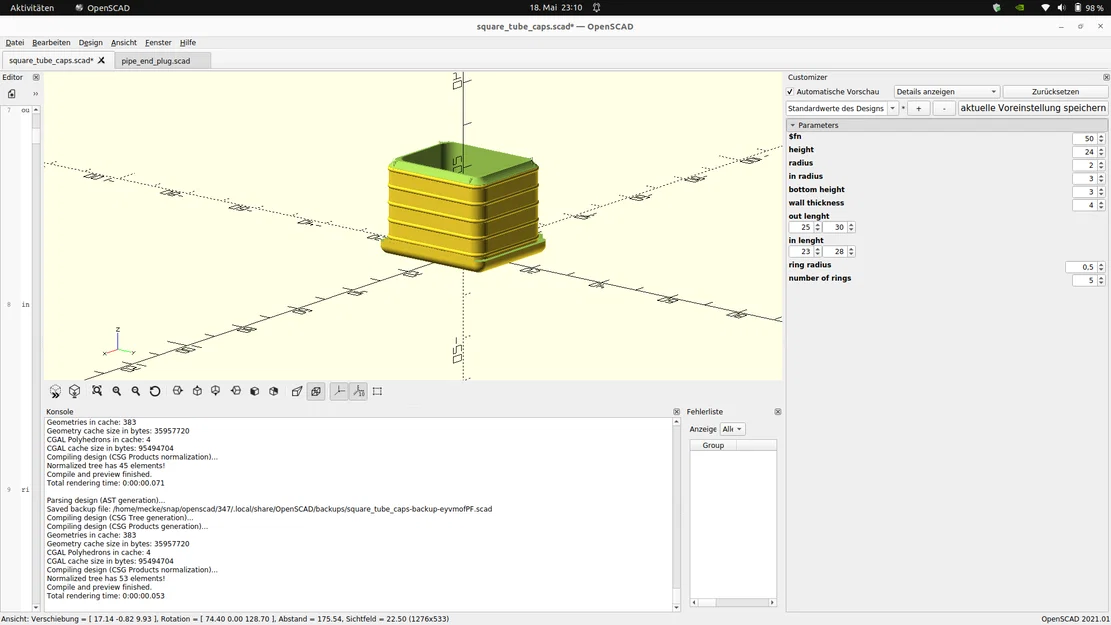 Nắp bịt đầu ống vuông tùy chỉnh (Flexible Square Tube End Cap) - File in 3D - Image 2