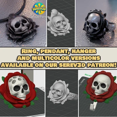 Skull Rose - Ống đựng bút & cọ vẽ - Đồ trang trí bàn làm việc - Serev3D