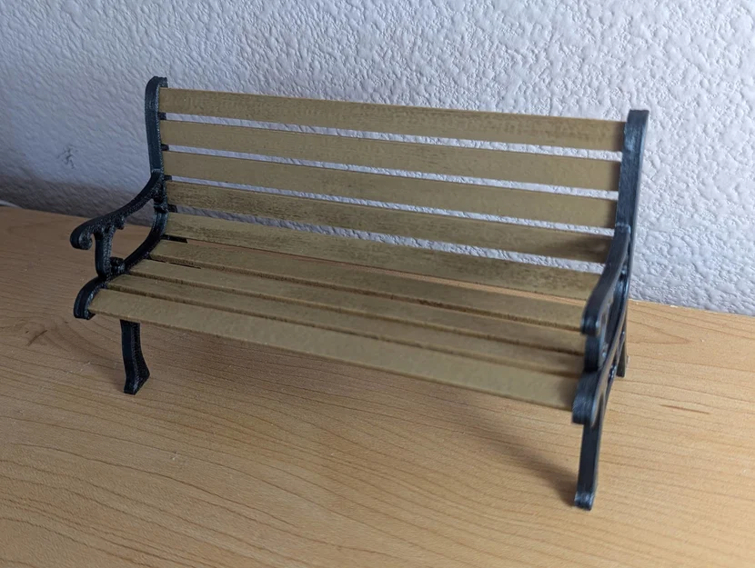 Ghế công viên tỉ lệ 1/10 với vân gỗ chi tiết - Image 1