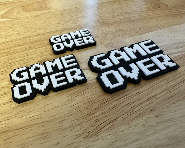 Nam châm tủ lạnh 8-Bit Game Over (Đa màu, In dễ dàng) - Image 1