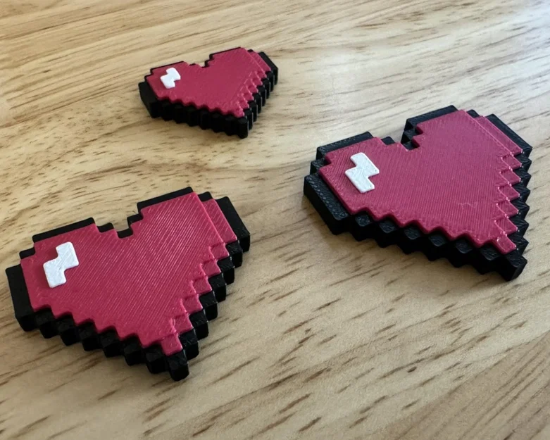 Nam châm Trái tim 8-Bit (In đa sắc, Thay nhựa linh hoạt) | Trang trí Tủ lạnh, Bảng trắng - Image 1