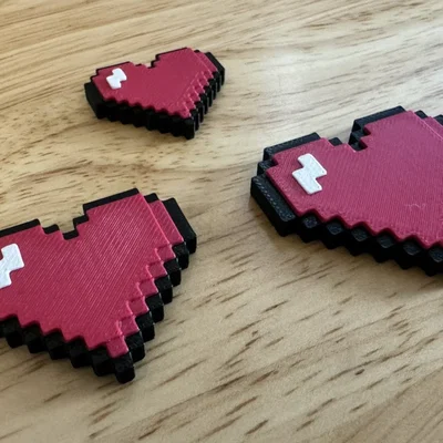 Nam châm Trái tim 8-Bit (In đa sắc, Thay nhựa linh hoạt) | Trang trí Tủ lạnh, Bảng trắng