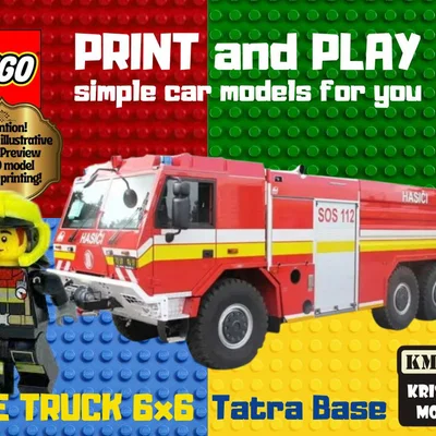 Mô hình khung xe cứu hỏa Tatra 6x6 tương thích LEGO để in 3D