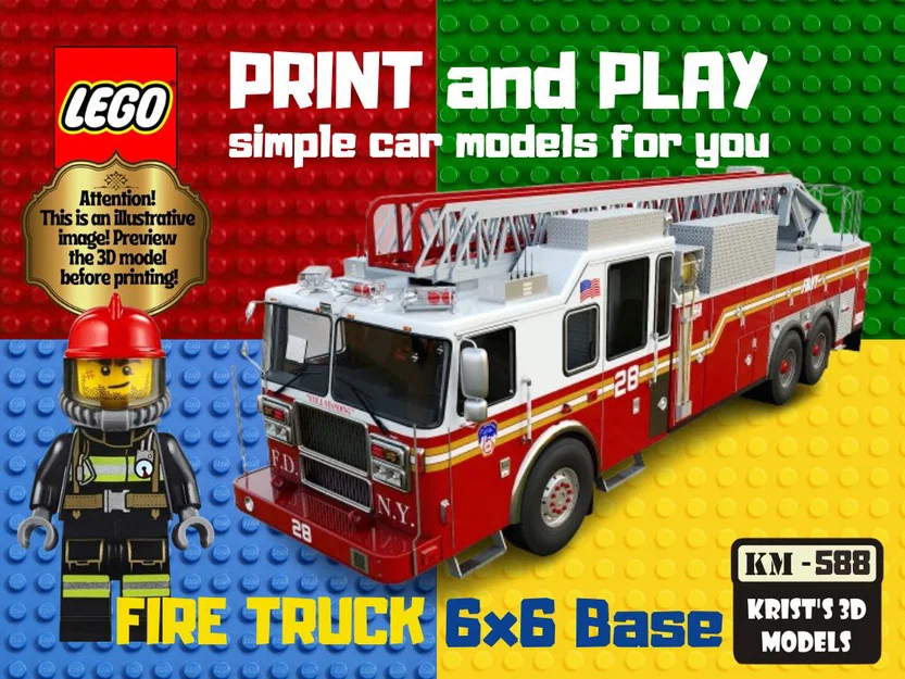 Khung xe cứu hỏa LEGO 6x6 - Mô hình in 3D sáng tạo cho mọi lứa tuổi - Image 1