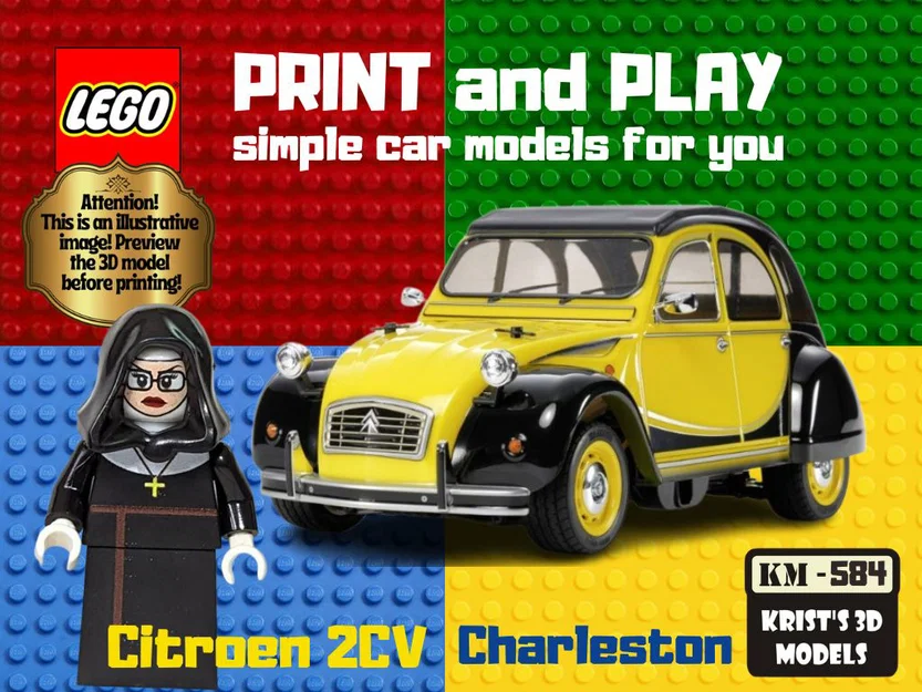 Mô hình xe Citroen 2CV Charleston in 3D tương thích với LEGO - Image 1