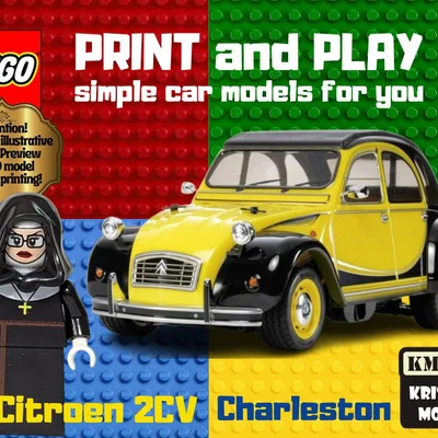Mô hình xe Citroen 2CV Charleston in 3D tương thích với LEGO