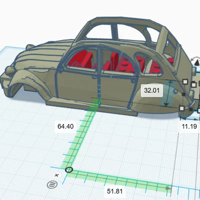 Mô hình xe Citroen 2CV Charleston in 3D tương thích với LEGO