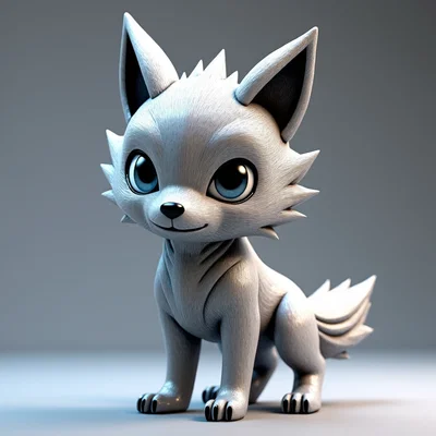 Mô hình chú sói xám đáng yêu (Grey Wolf) in 3D trang trí