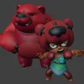 Mô hình 3D Nita và Gấu Bruce từ Brawl Stars sắc nét - Thumbnail 1