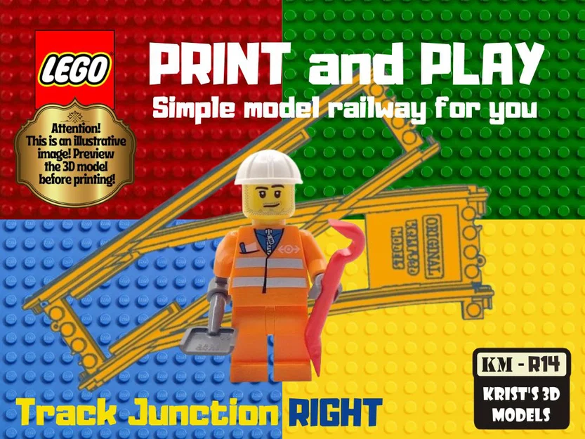 Mô hình ray chuyển hướng rẽ phải cho tàu hỏa LEGO in 3D - Image 1