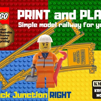 Mô hình ray chuyển hướng rẽ phải cho tàu hỏa LEGO in 3D