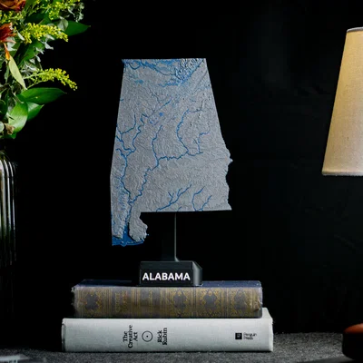 Bản đồ địa hình tiểu bang Alabama, Mỹ (AL) kèm sông ngòi